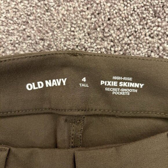 Old Navy Womens Pixie Skinny Ankle Pants Size 4 Tall Green High Rise Stretch NWT - Picture 12 of 16